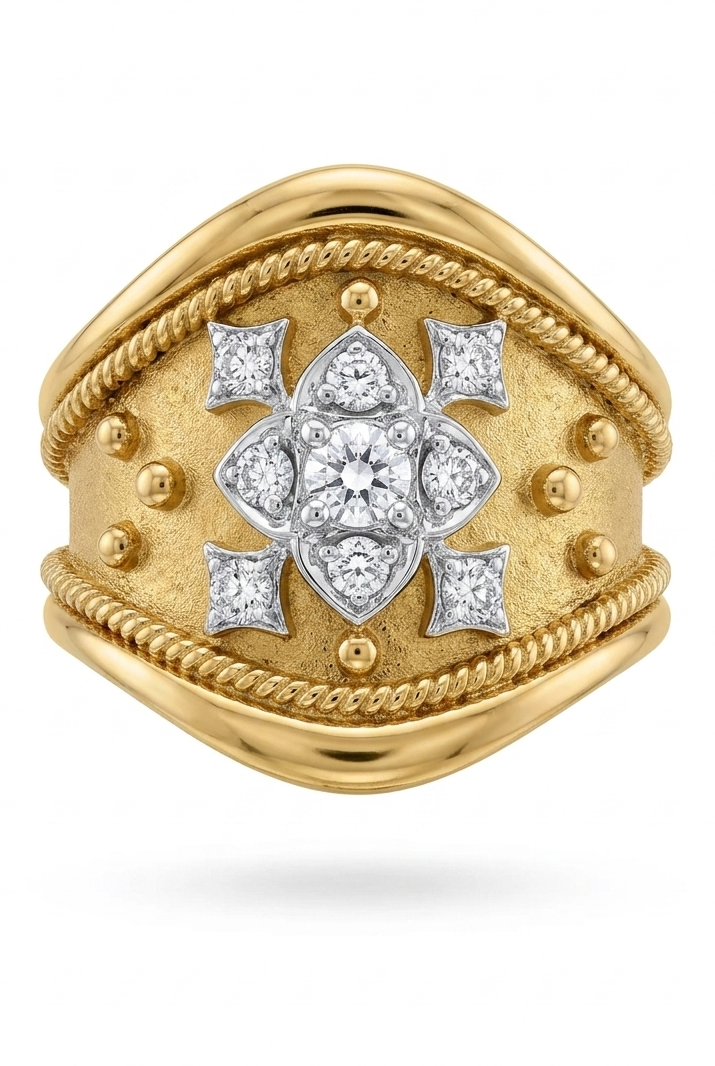 Yellow Gold and Diamond Tapered Band