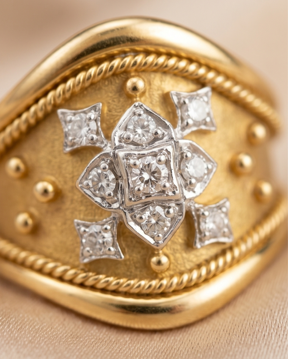 Yellow Gold and Diamond Tapered Band