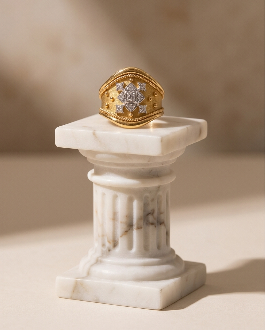 Yellow Gold and Diamond Tapered Band