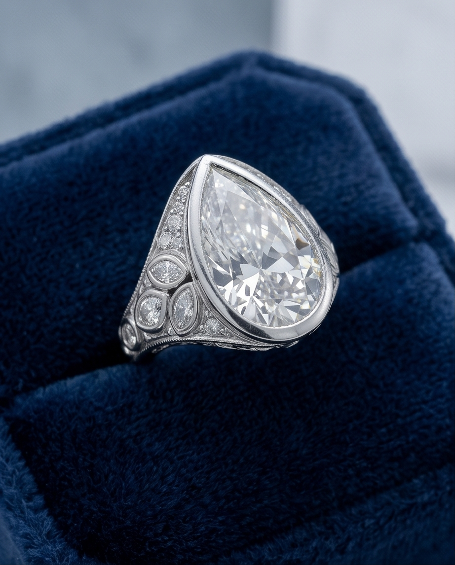 Pear Shaped Diamond in Custom Mounting